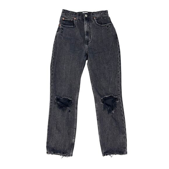 Abercrombie & Fitch 90s Ultra High Rise Ankle Straight Jeans Black Curve Love - Picture 2 of 11